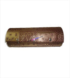 Round golden bangle box with full craft work