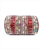 Maroon colored lac set with fish design