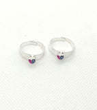 Silver Purple Stones Toe Rings with beautiful design